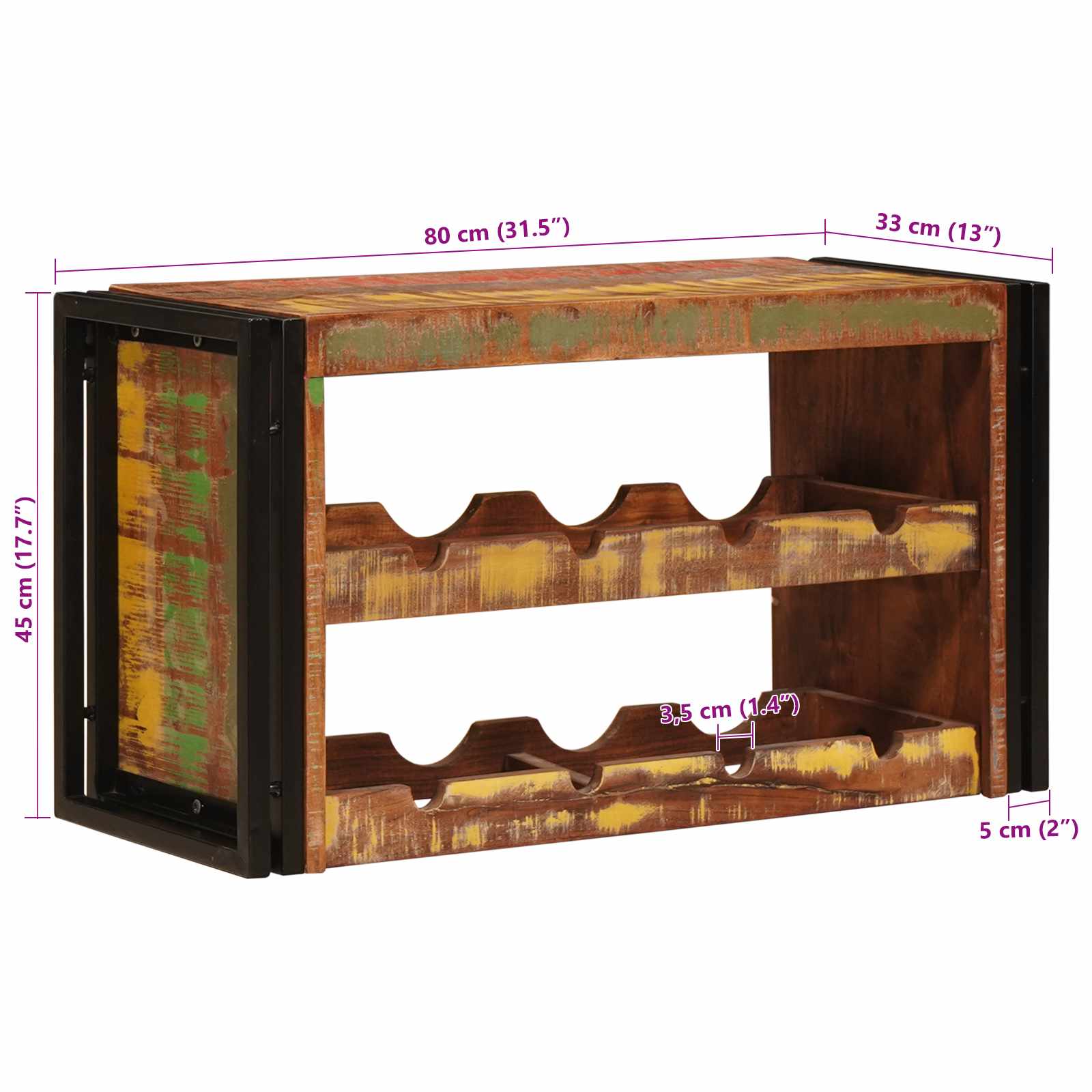 Étagère à vin Marron 80 x 45 x 33 cm Bois récupéré massif - XIOS