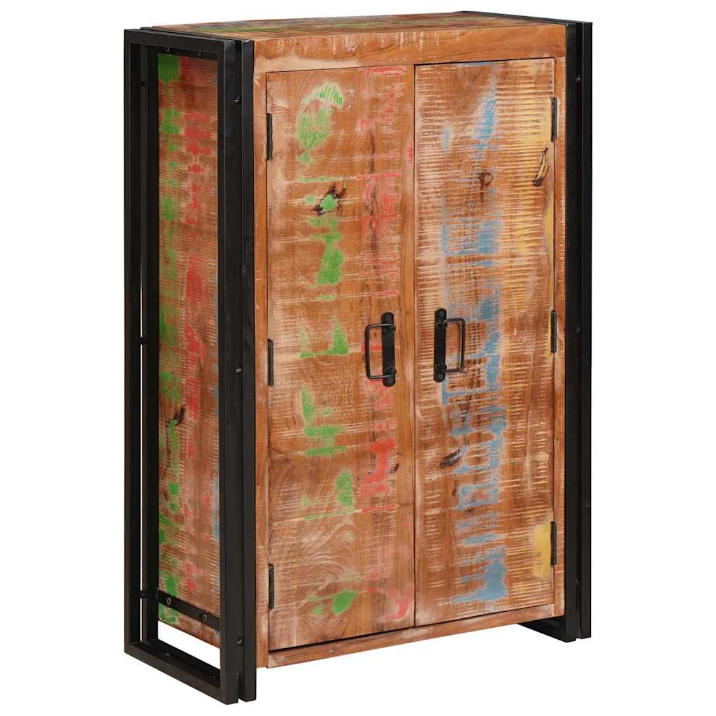 Highboard avec portes Marron Bois Recyclé Massif et Métal