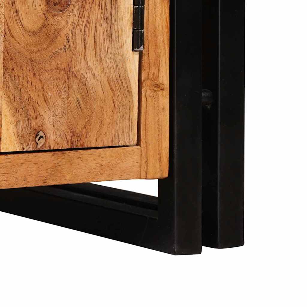 Bibliothèque avec portes Marron Bois d'acacia massif et métal - XIOS