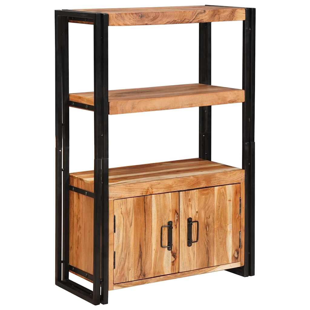Bibliothèque avec portes Marron Bois d'acacia massif et métal - XIOS