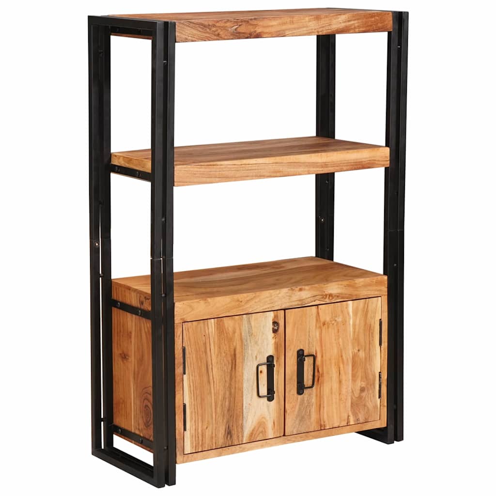 Bibliothèque avec portes Marron Bois d'acacia massif et métal - XIOS