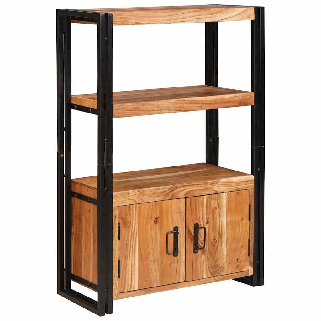 Bibliothèque avec portes Marron Bois d'acacia massif et métal - XIOS