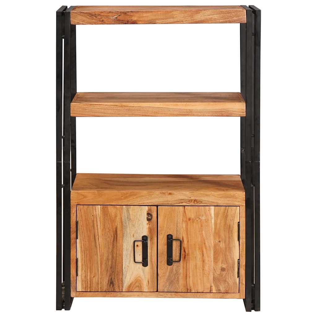 Bibliothèque avec portes Marron Bois d'acacia massif et métal - XIOS