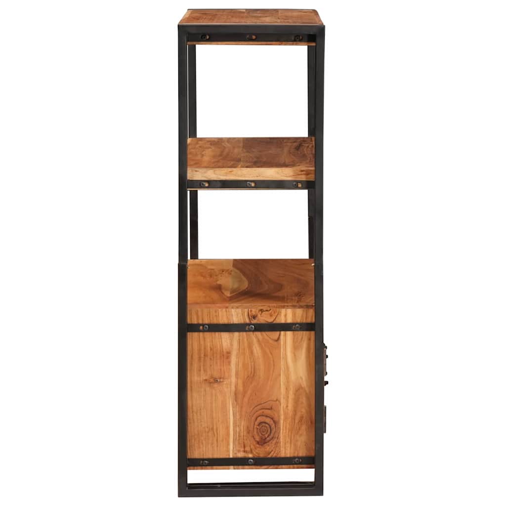 Bibliothèque avec portes Marron Bois d'acacia massif et métal - XIOS
