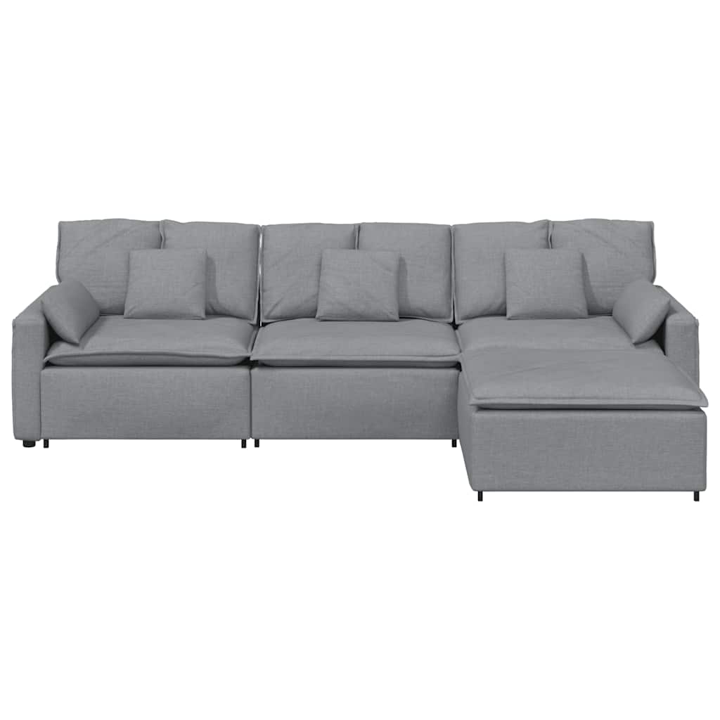 Canapé modulable avec repose-pieds et coussins gris clair - XIOS