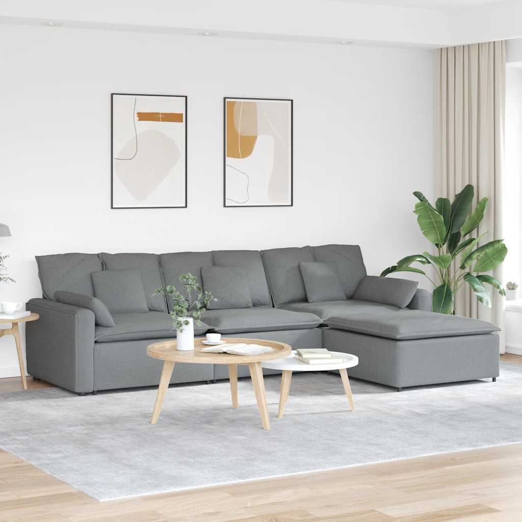 Canapé modulable avec repose-pieds et coussins gris clair - XIOS