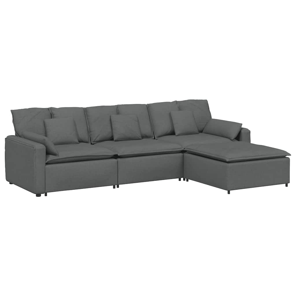 Canapé modulable avec repose-pieds et coussins gris foncé - XIOS