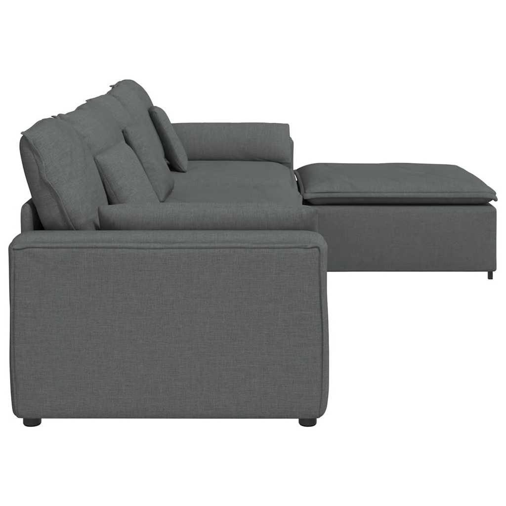 Canapé modulable avec repose-pieds et coussins gris foncé - XIOS