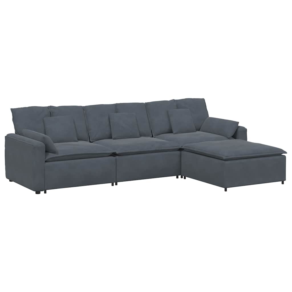 Canapé modulaire avec repose-pieds et coussins gris foncé - XIOS