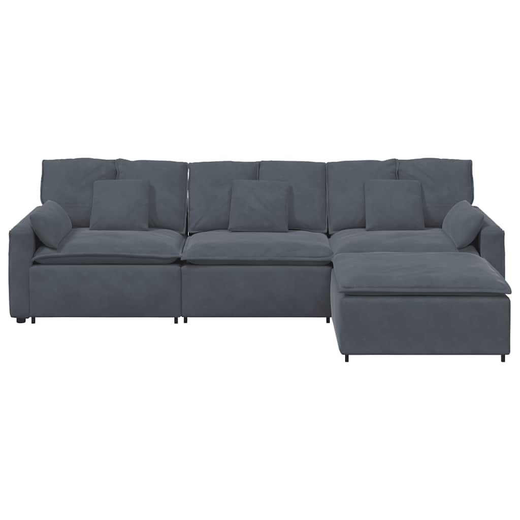 Canapé modulaire avec repose-pieds et coussins gris foncé - XIOS
