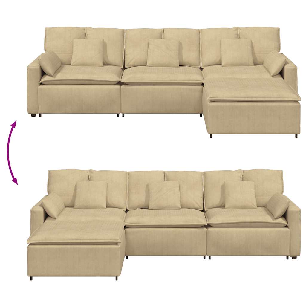 Canapé modulable avec repose-pieds et coussins gris-vert - XIOS