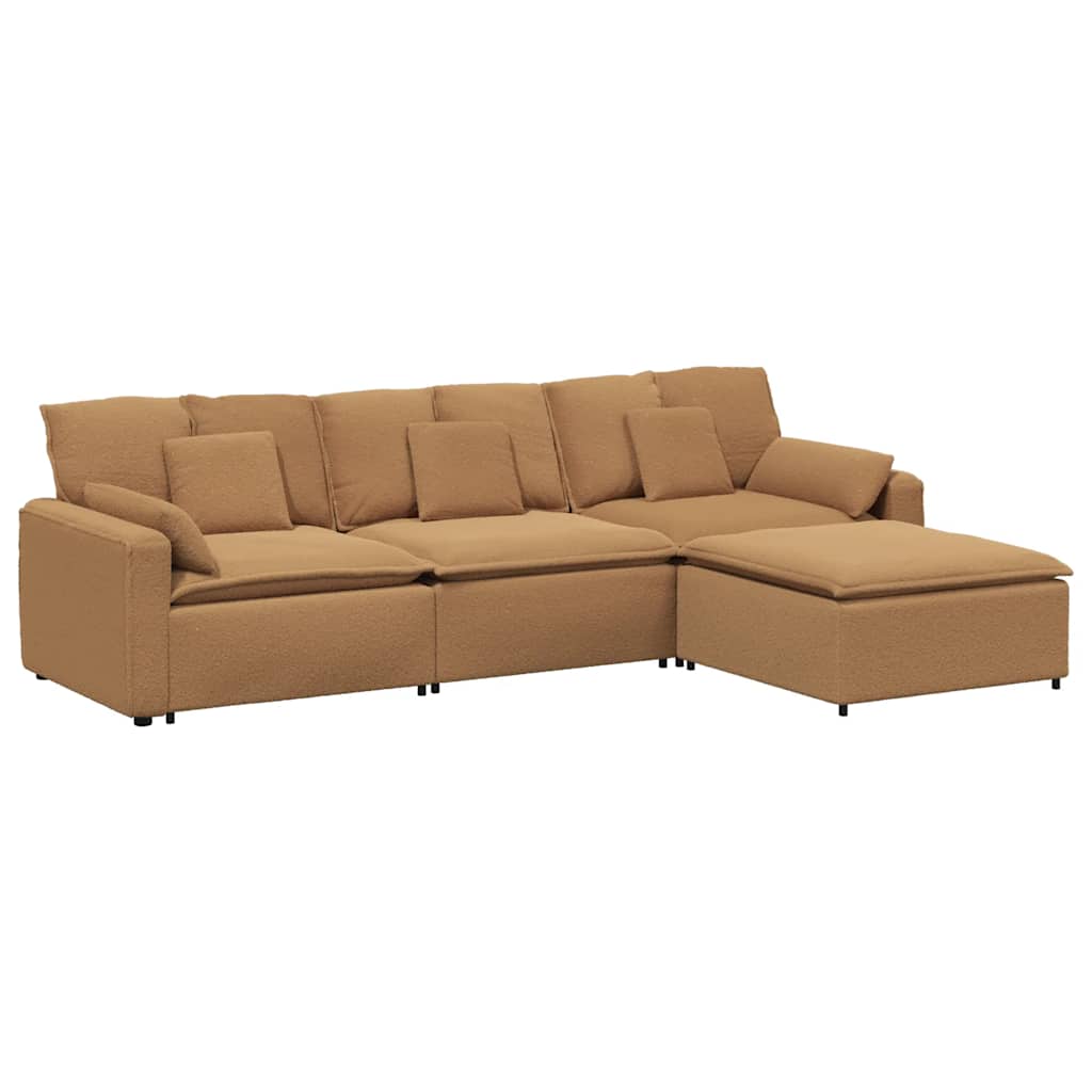Canapé modulable avec repose-pieds et coussins beige - XIOS