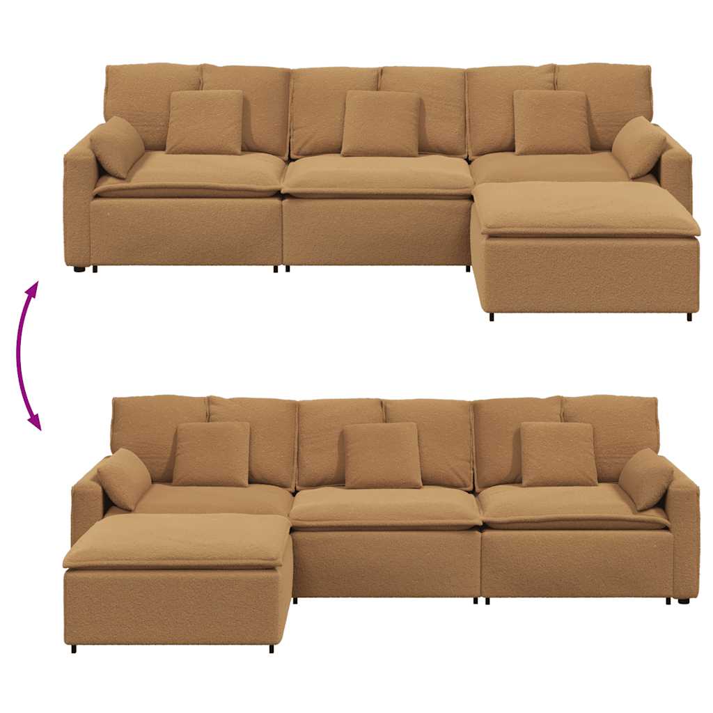 Canapé modulable avec repose-pieds et coussins beige - XIOS