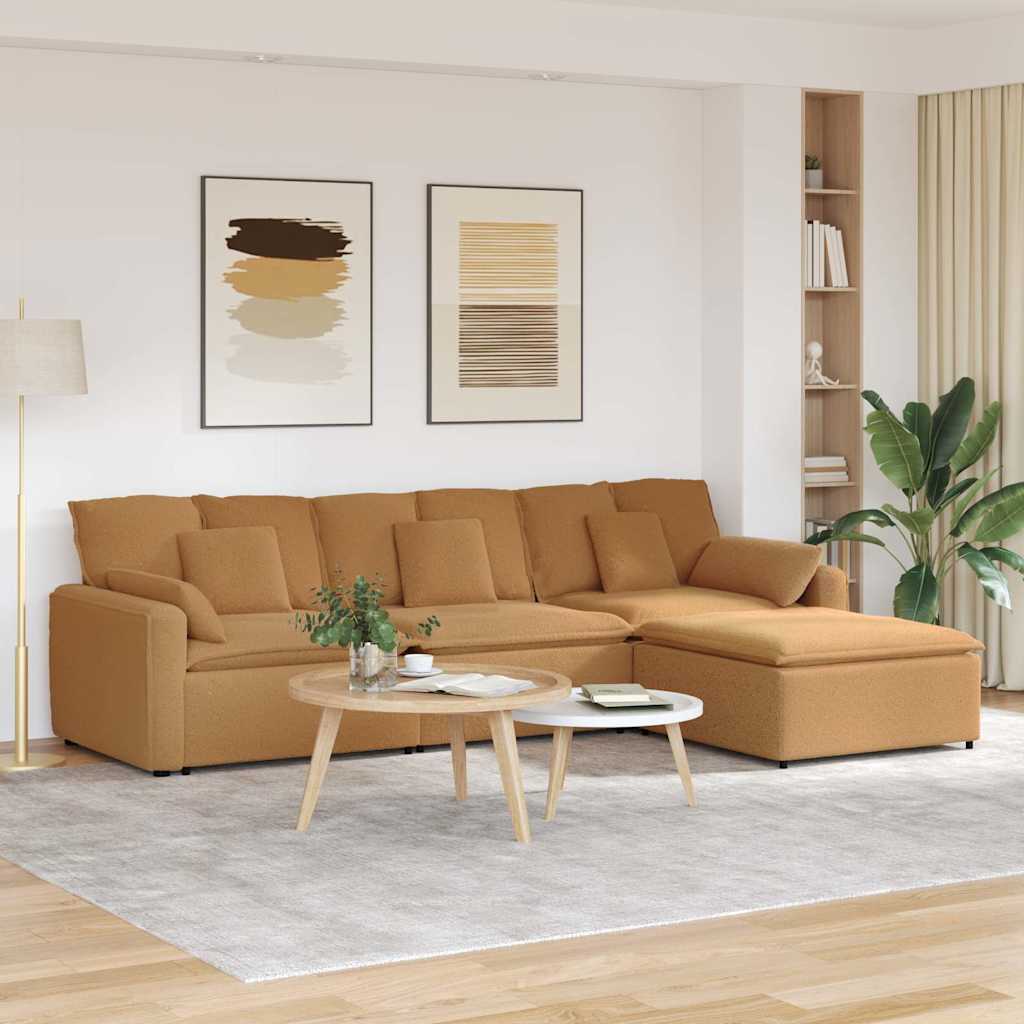 Canapé modulable avec repose-pieds et coussins beige - XIOS