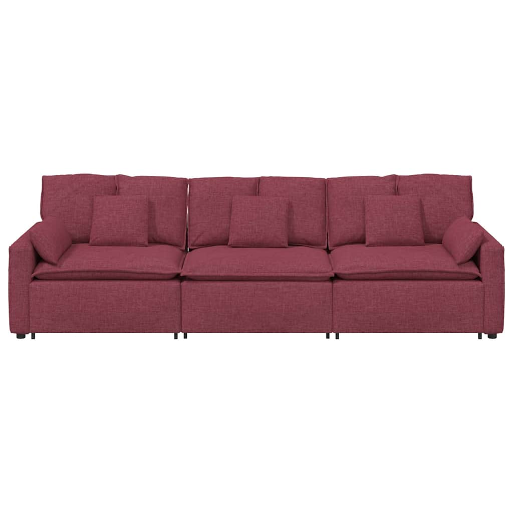 Canapé modulable avec coussins rouge bordeaux - XIOS