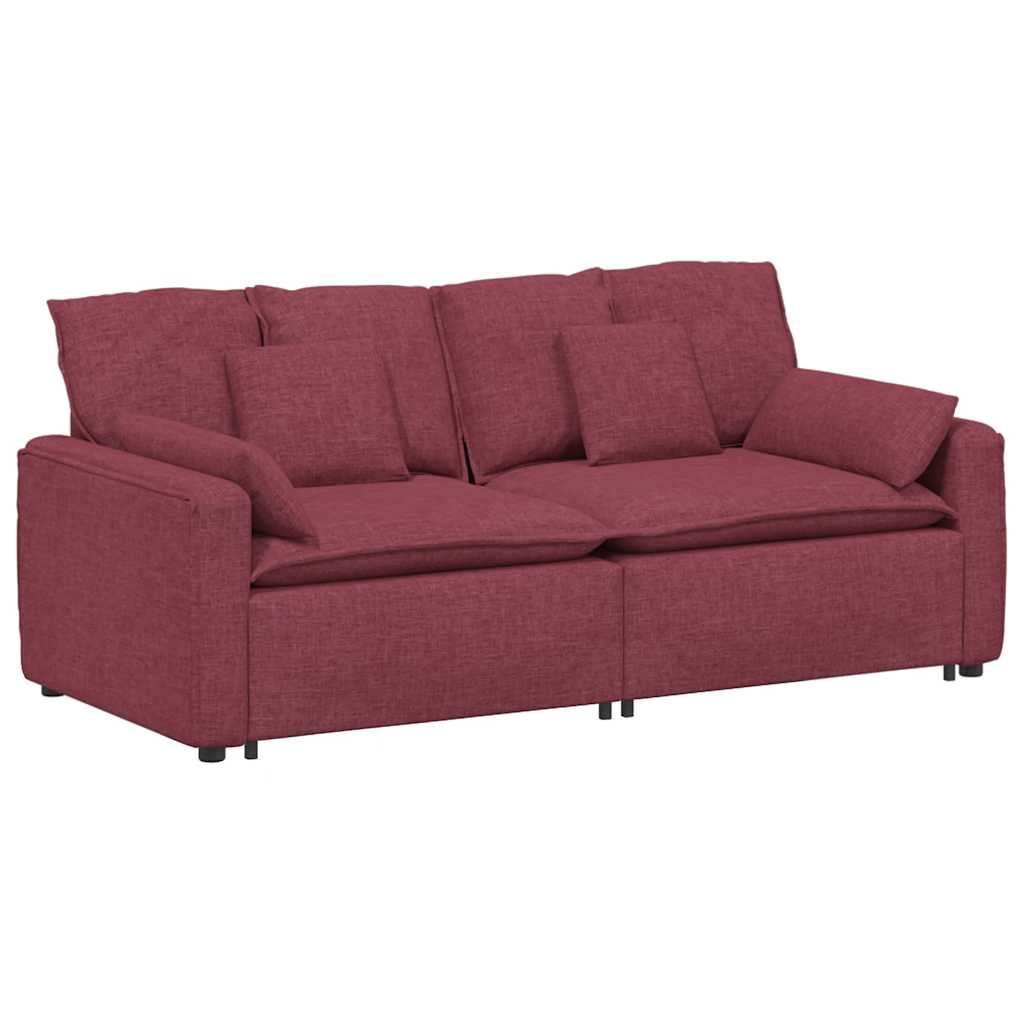 Canapé modulable avec coussins rouge bordeaux - XIOS