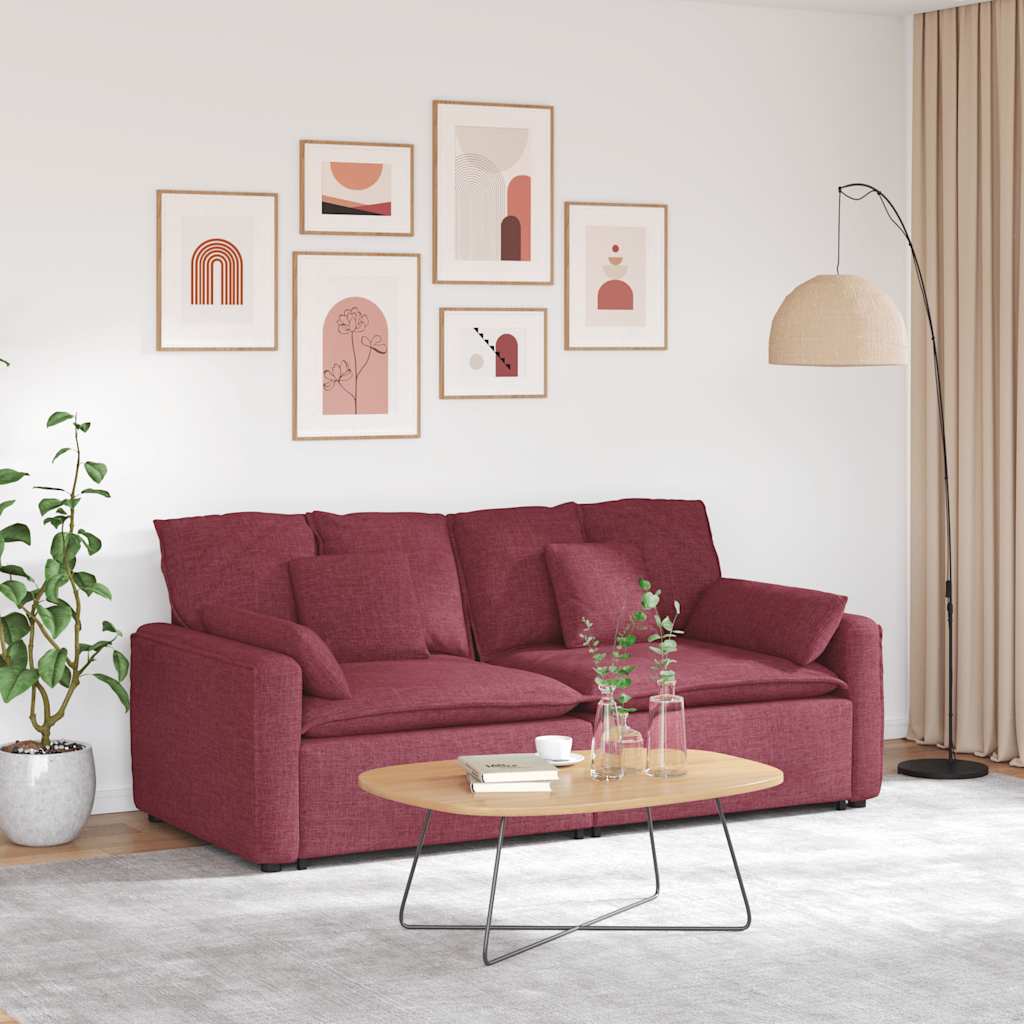 Canapé modulable avec coussins rouge bordeaux - XIOS