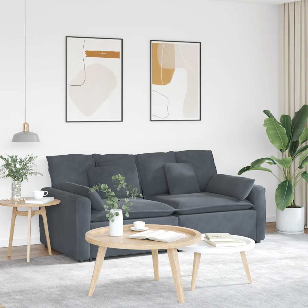 Canapé modulaire avec coussins gris foncé - XIOS