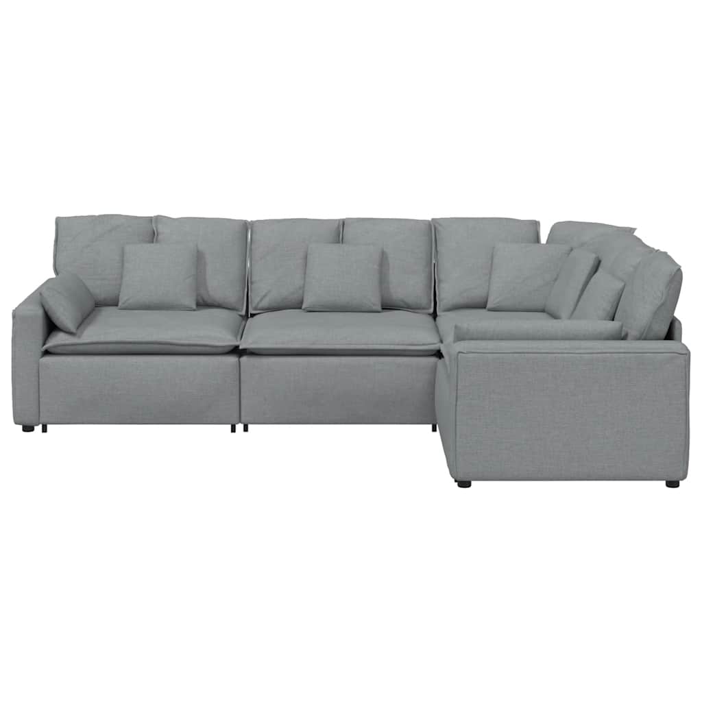 Canapé modulable avec coussins en tissu gris clair - XIOS