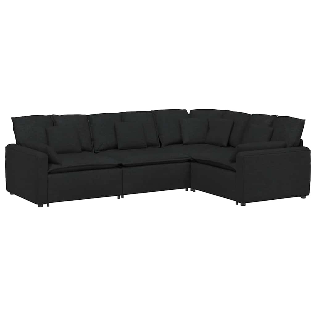 Canapé modulable avec coussins en tissu noir - XIOS