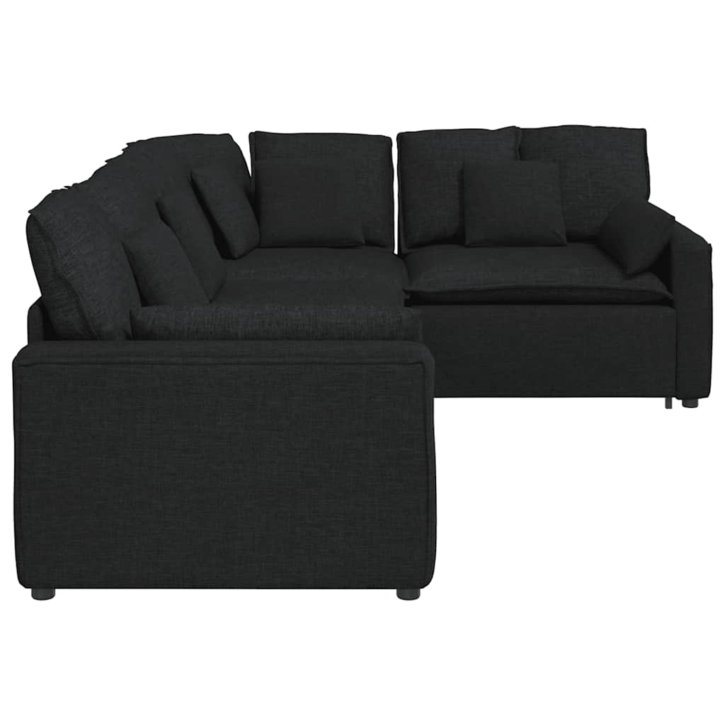 Canapé modulable avec coussins en tissu noir - XIOS
