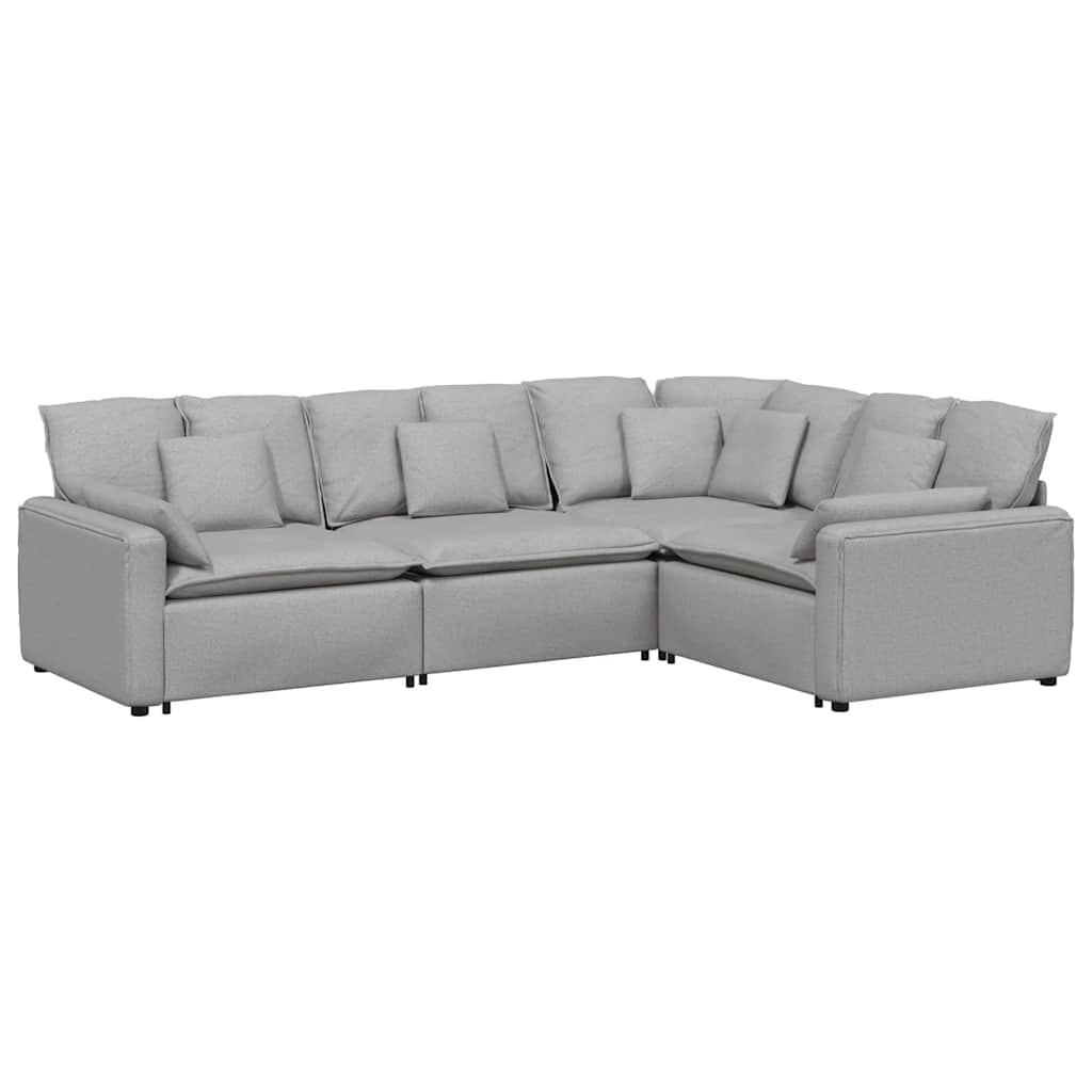 Canapé modulable avec coussins en tissu gris nuage - XIOS
