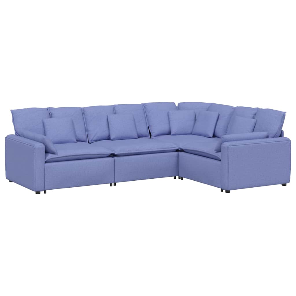 Canapé modulable avec coussins en tissu bleu jean - XIOS