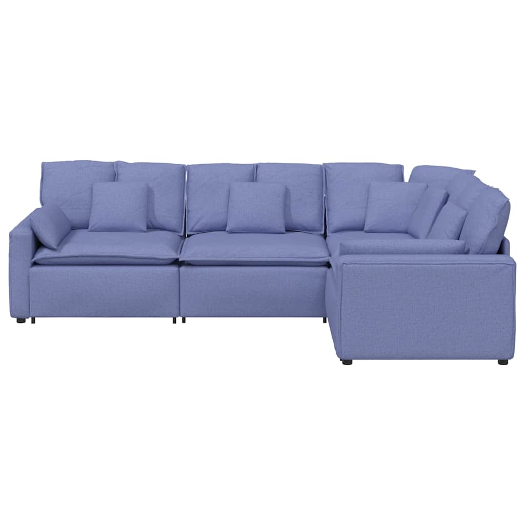 Canapé modulable avec coussins en tissu bleu jean - XIOS