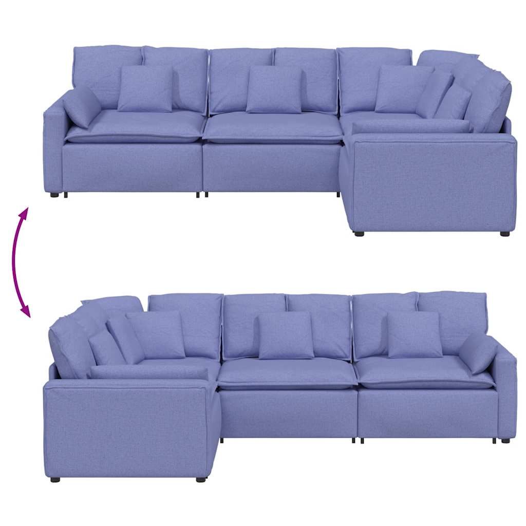 Canapé modulable avec coussins en tissu bleu jean - XIOS