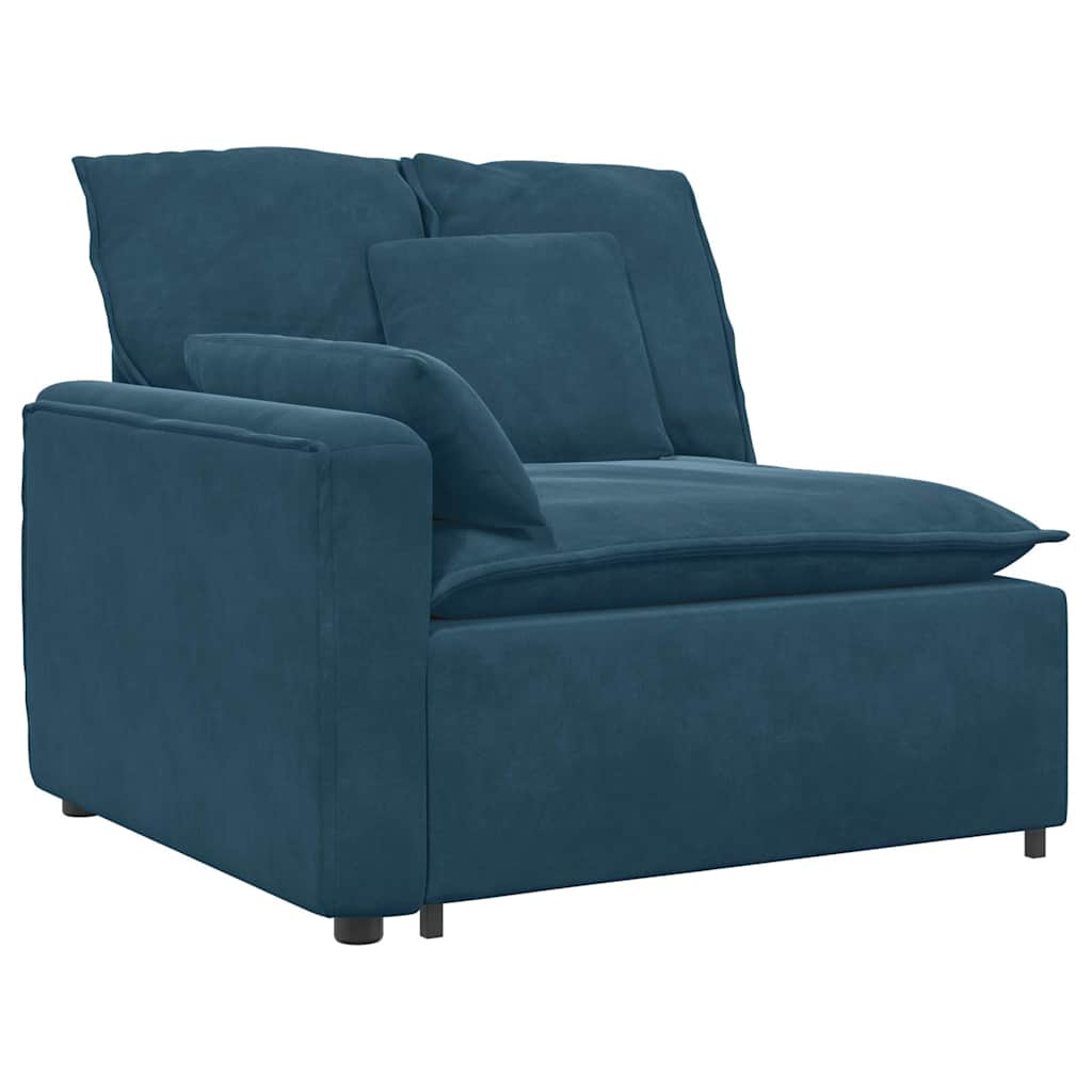 Canapé modulable avec coussins velours bleu