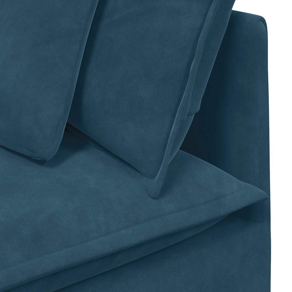 Canapé modulable avec coussins velours bleu