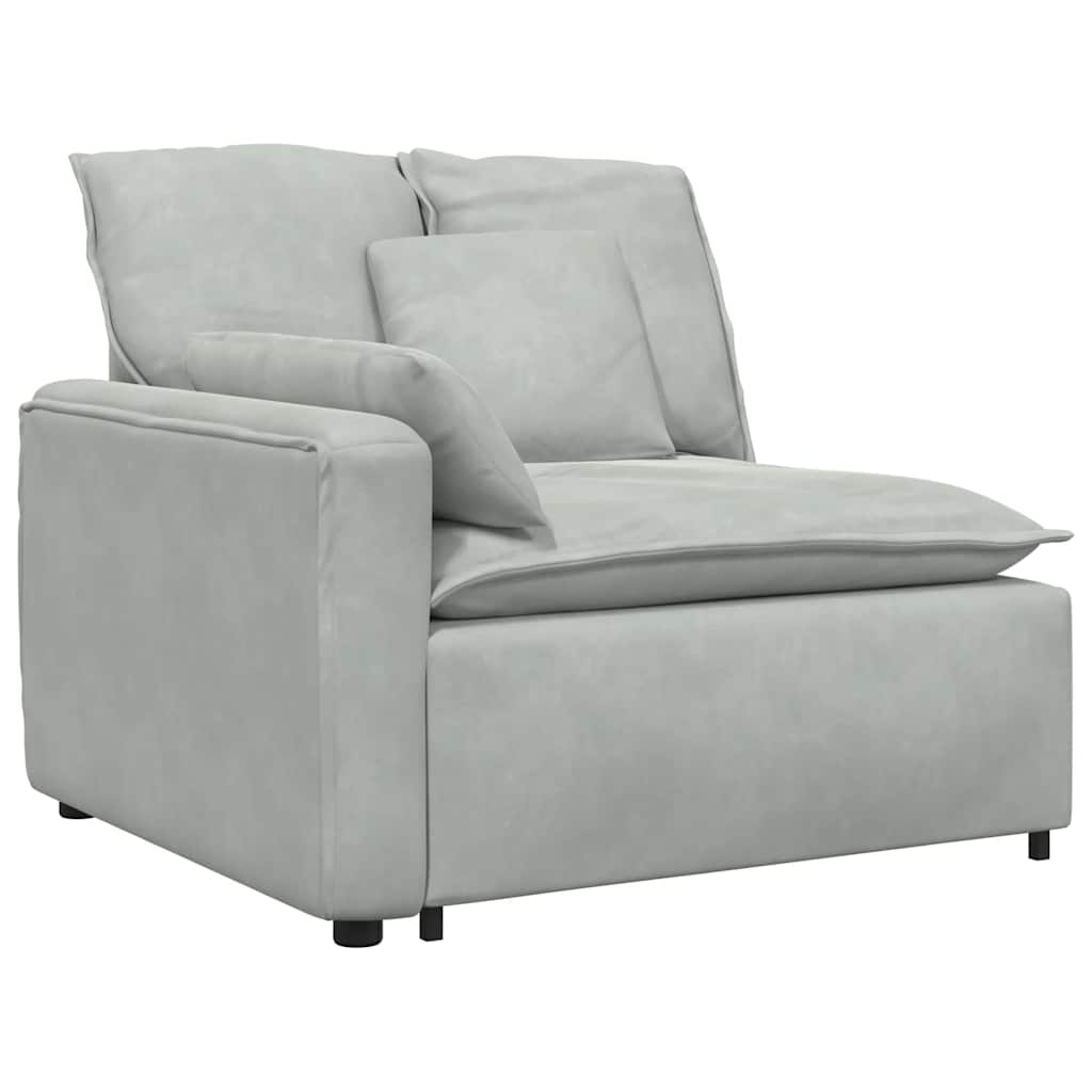Canapé modulable avec coussins velours gris clair - XIOS