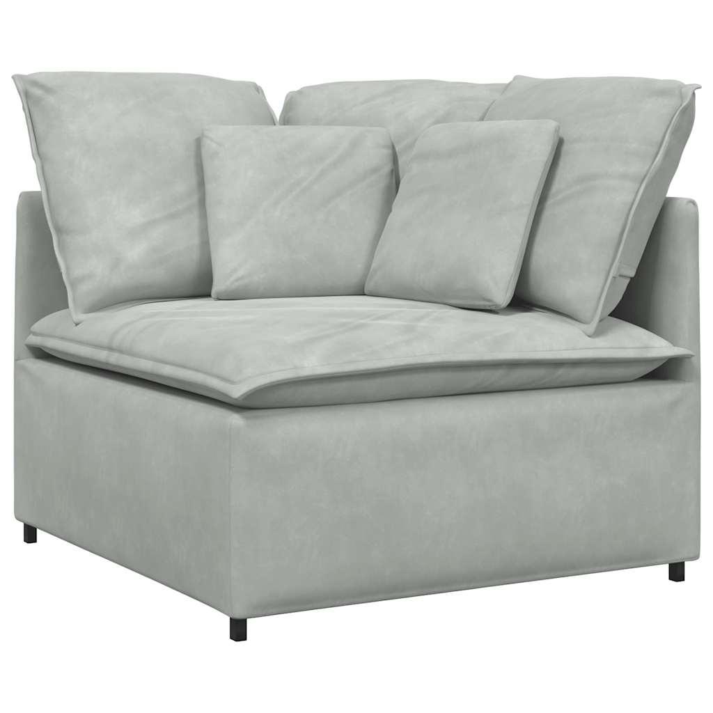 Canapé modulable avec coussins velours gris clair - XIOS