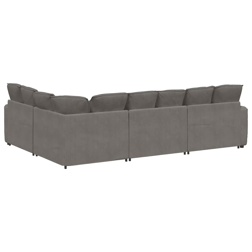 Canapé modulable avec coussins en tissu velours côtelé gris clair - XIOS