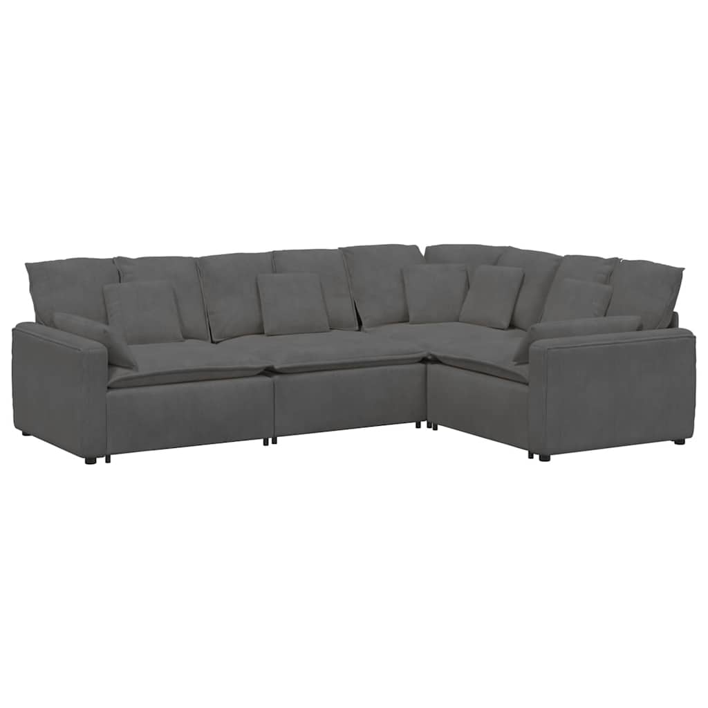 Canapé modulable avec coussins velours côtelé gris foncé - XIOS