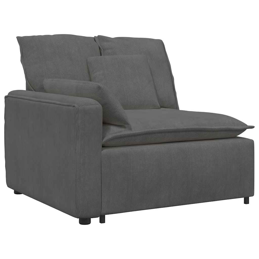 Canapé modulable avec coussins velours côtelé gris foncé - XIOS