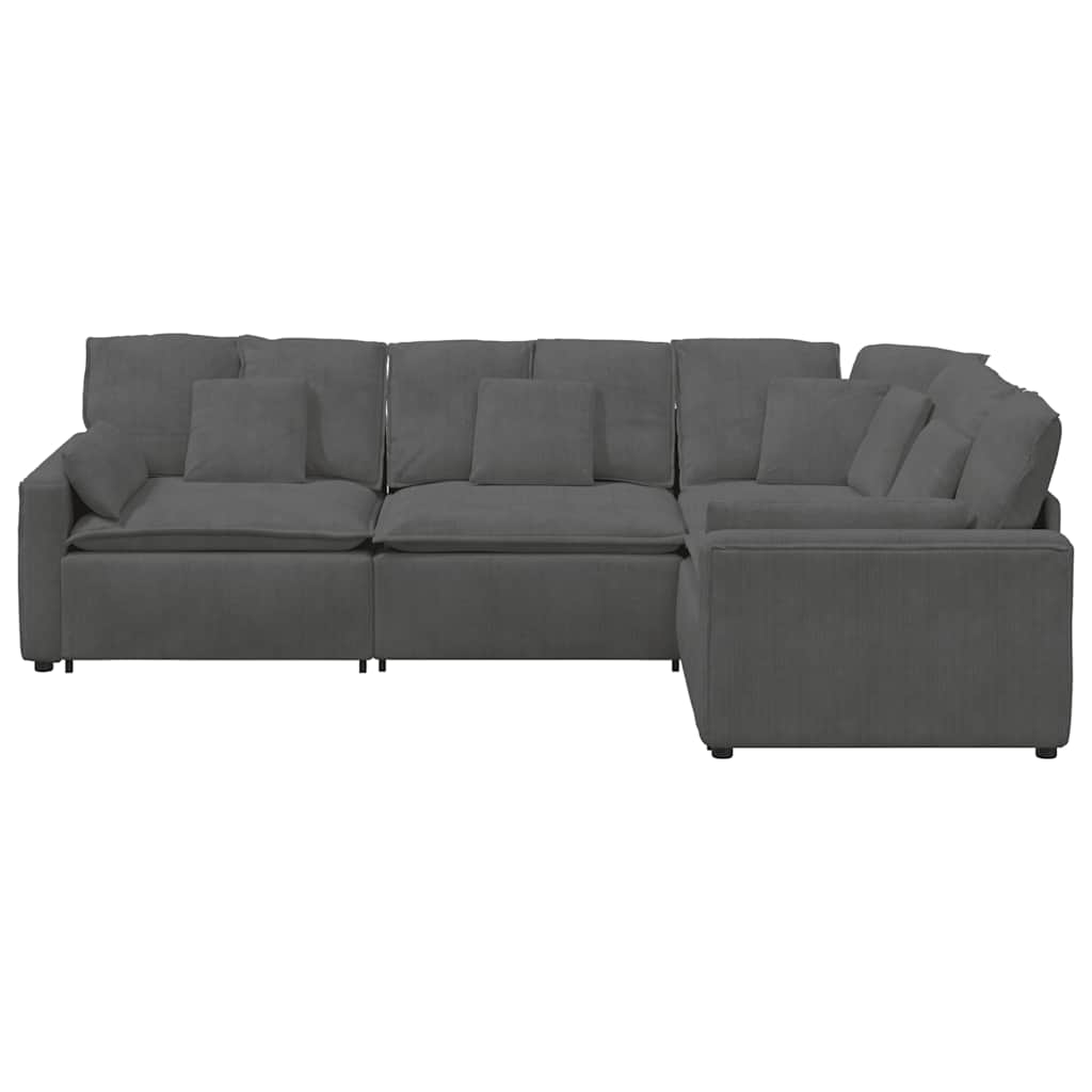 Canapé modulable avec coussins velours côtelé gris foncé - XIOS