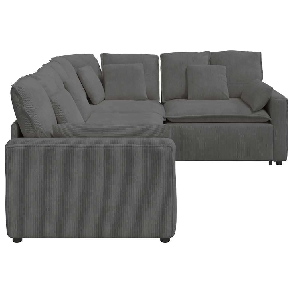 Canapé modulable avec coussins velours côtelé gris foncé - XIOS