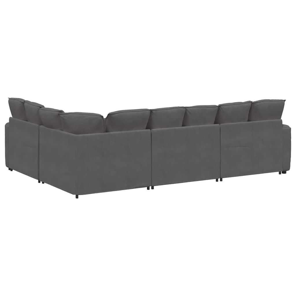 Canapé modulable avec coussins velours côtelé gris foncé - XIOS