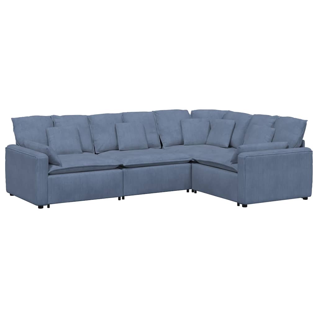 Canapé modulable avec coussins velours côtelé bleu - XIOS