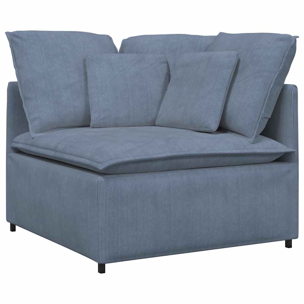 Canapé modulable avec coussins velours côtelé bleu - XIOS