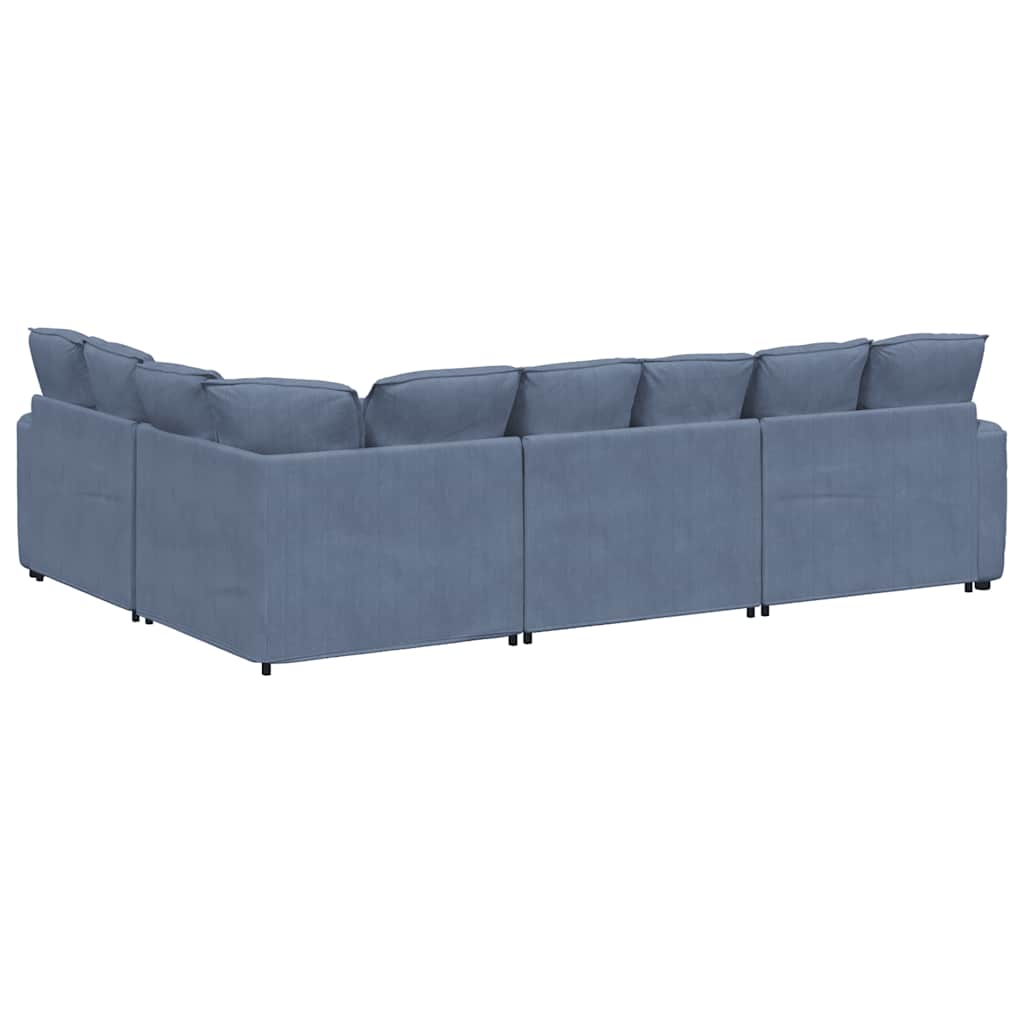 Canapé modulable avec coussins velours côtelé bleu - XIOS