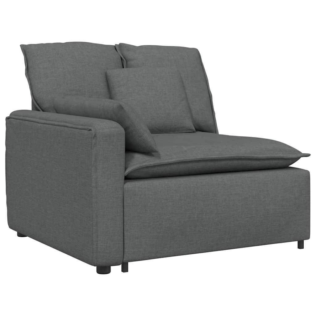 Canapé modulable avec repose-pieds et coussins en tissu gris foncé - XIOS
