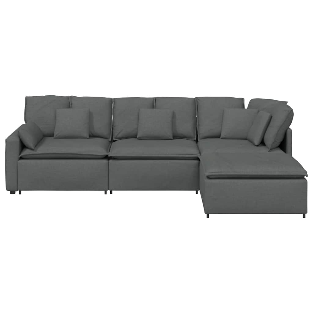 Canapé modulable avec repose-pieds et coussins en tissu gris foncé - XIOS