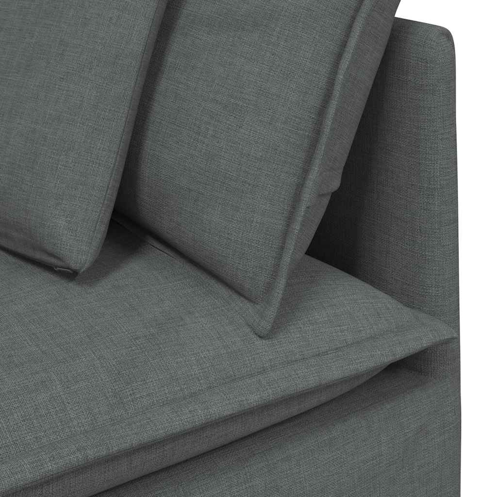 Canapé modulable avec repose-pieds et coussins en tissu gris foncé - XIOS