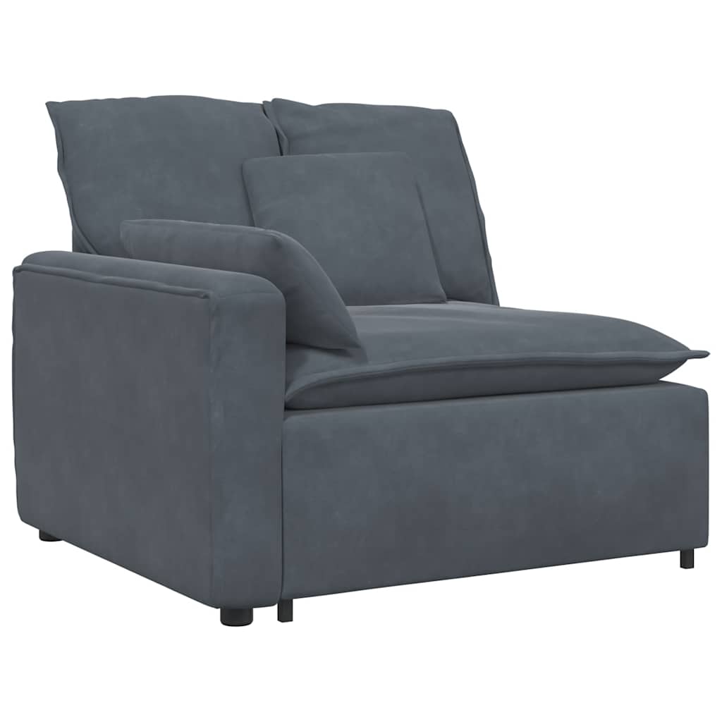 Canapé modulaire et repose-pieds et coussins velours gris foncé - XIOS