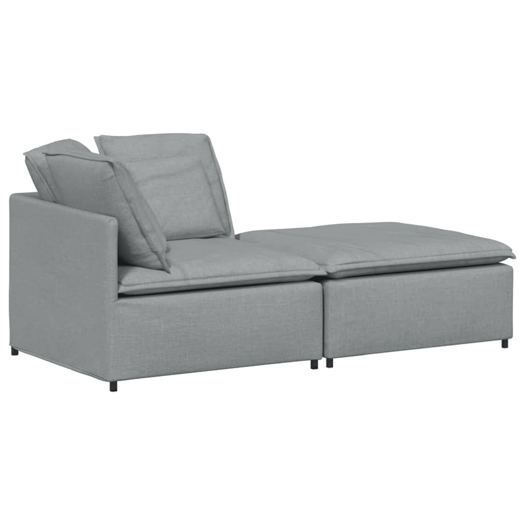 Canapé modulable avec repose-pieds et coussins en tissu gris clair - XIOS