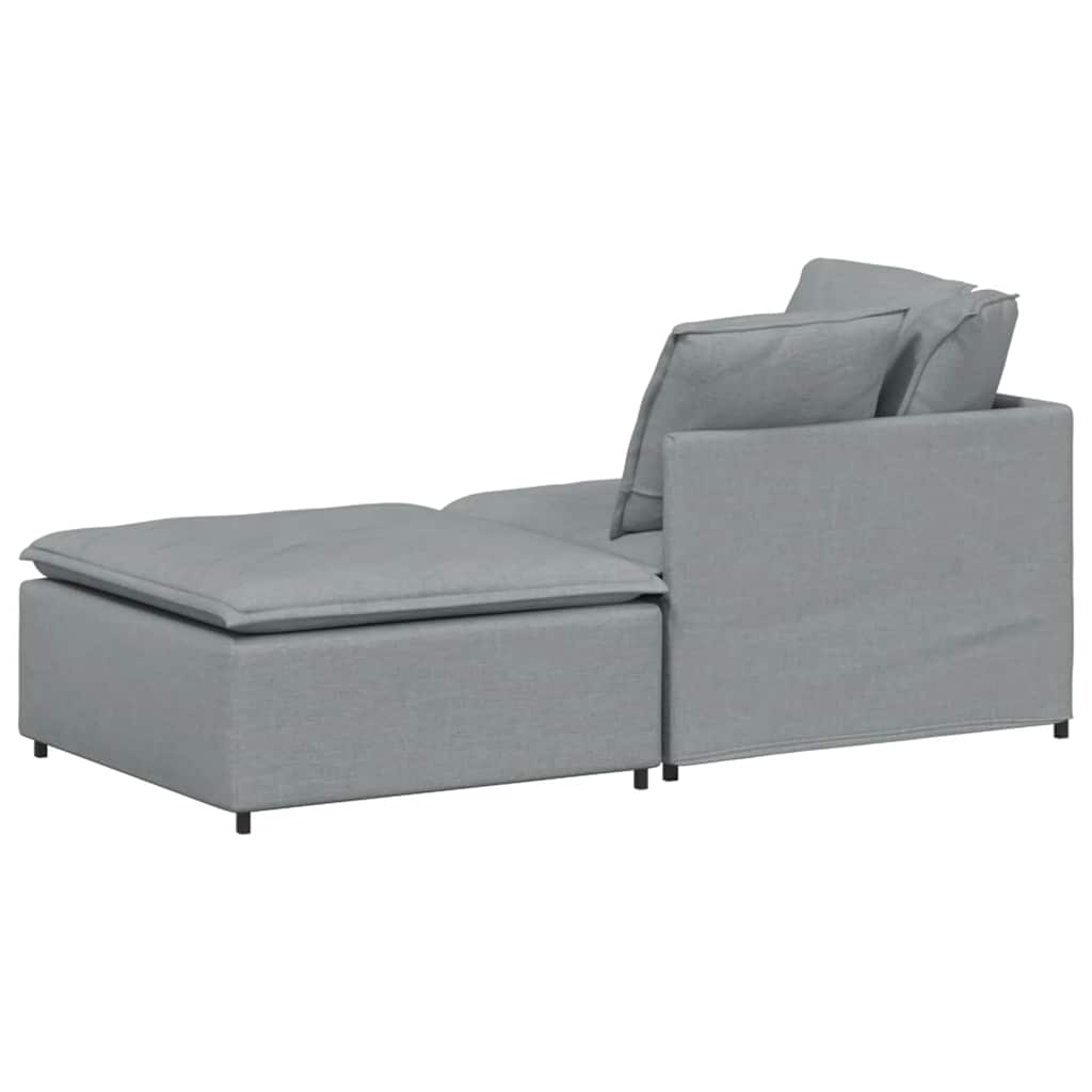Canapé modulable avec repose-pieds et coussins en tissu gris clair - XIOS