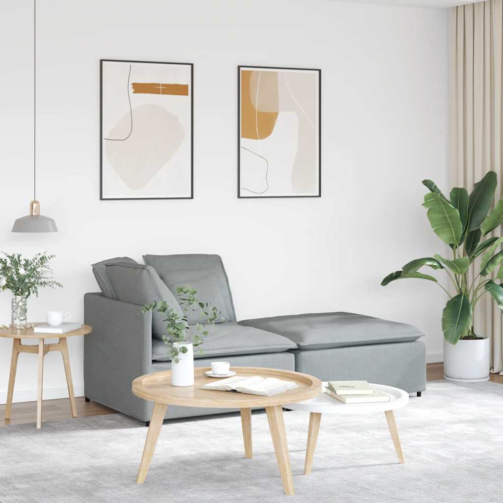 Canapé modulable avec repose-pieds et coussins en tissu gris clair - XIOS