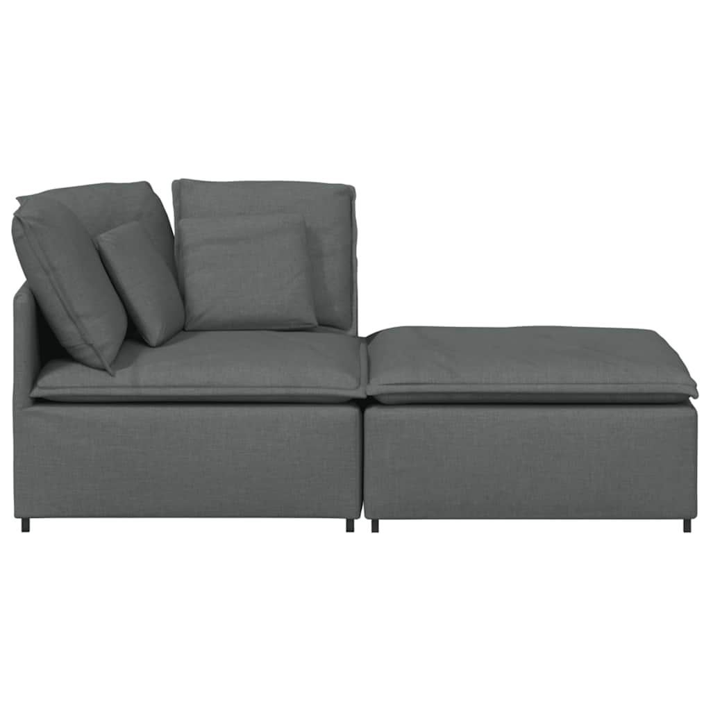 Canapé modulaire et repose-pieds et coussins tissu gris foncé - XIOS